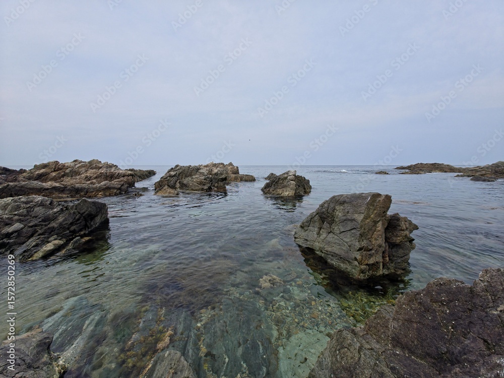 Obraz premium Calm and beautiful seascape background, Yeongdeok sea, South Korea - 고요하고 아름다운 바다 경치 배경, 영덕 바다, 한국