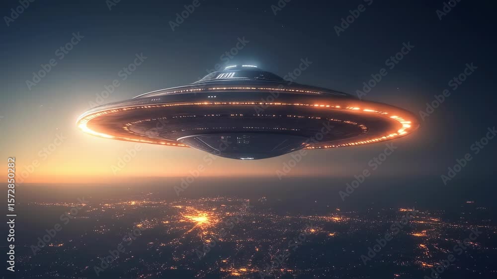 UFO near a planet in space UFO near a planet in space