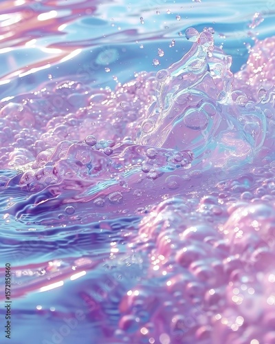 Textured blue pool water surrounded by vibrant pink tile accents for a stunning visual appeal