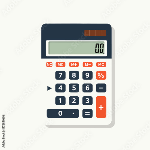 Isolated illustration of an electronic calculator with basic functions