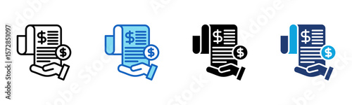 Loan Receipt icon Multi Style Vector Illustration