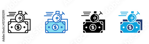 Quick Cash icon Multi Style Vector Illustration