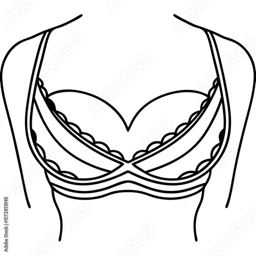 Breast implant outline on body shape for medical education and cosmetic surgery. Breast implant outline with bra shows aesthetic operation and augmentation process.