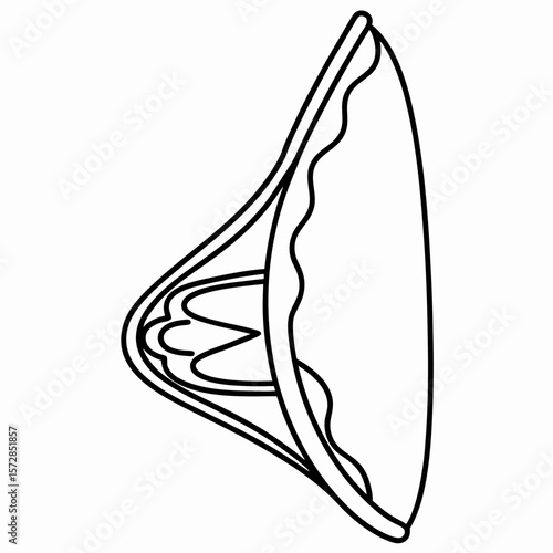 Breast implant outline in medical illustration, a simple drawing showing surgery concept. Breast implant outline for health information about augmentation or reconstruction procedures.