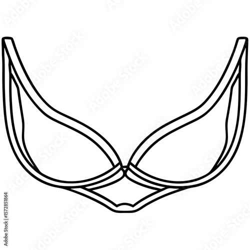 Breast implant outline displayed in a simple line drawing for educational purposes. Breast implant outline showcases a surgical diagram and schematic design for hospital use,