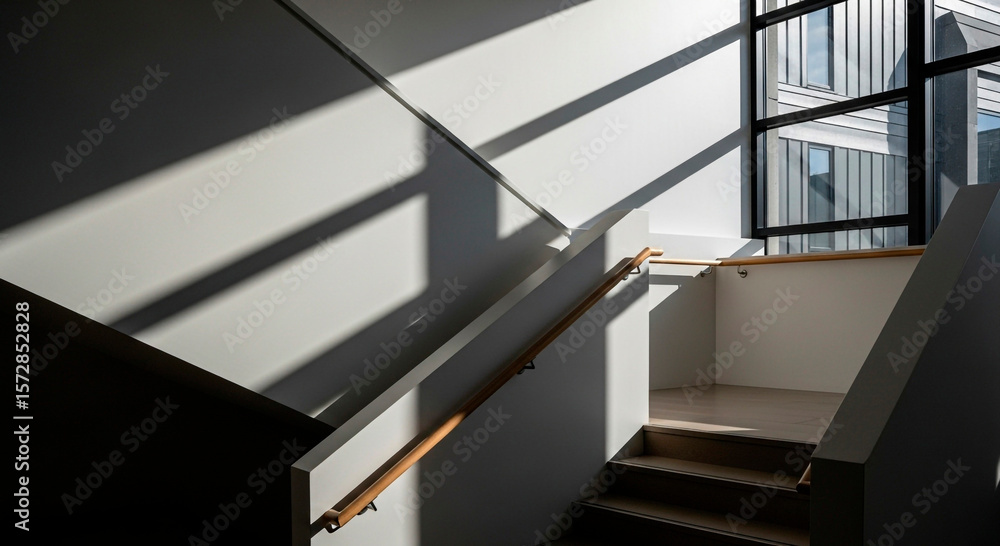 Fototapeta premium Stairwell with Sunlight Streaming Through Window