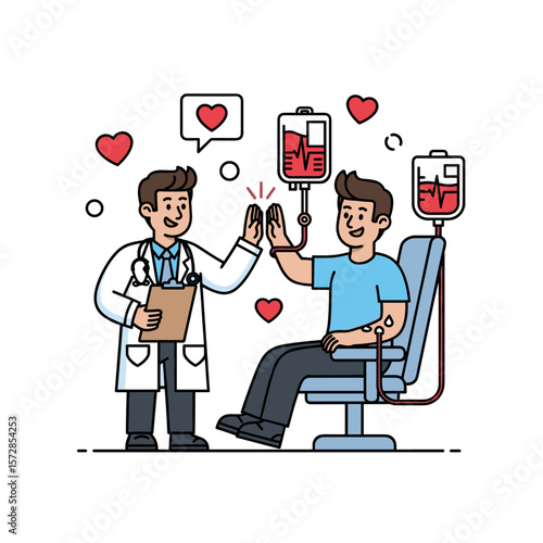Doctor patient high five illustration