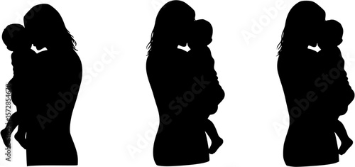Silhouette of a pregnant woman in a lotus yoga pose, a vector illustration of health and relaxation, pregnant,