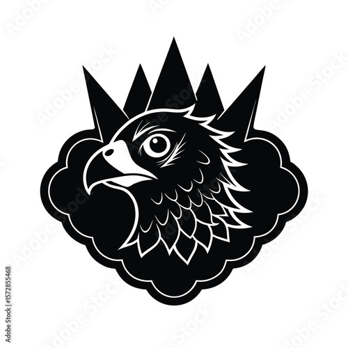 Harpy Eagle Head Cloud Peak Border Powerful Bird Art