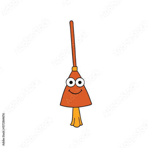 funny broomstick with eyes and arms  clean vector 