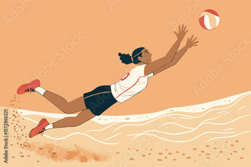 Vector illustration of a dramatic slow-motion sports save.