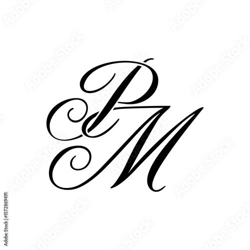 Elegant PM Monogram Logo Design,  perfect for luxury branding, boutique identity, or personal logo designs.