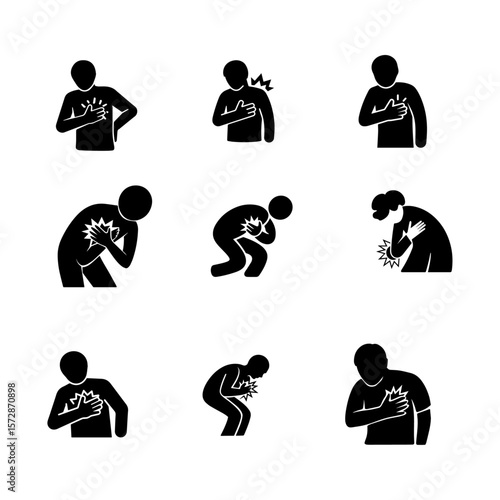 Isolated pictogram heart attack chest pain for medical and health graphic ele