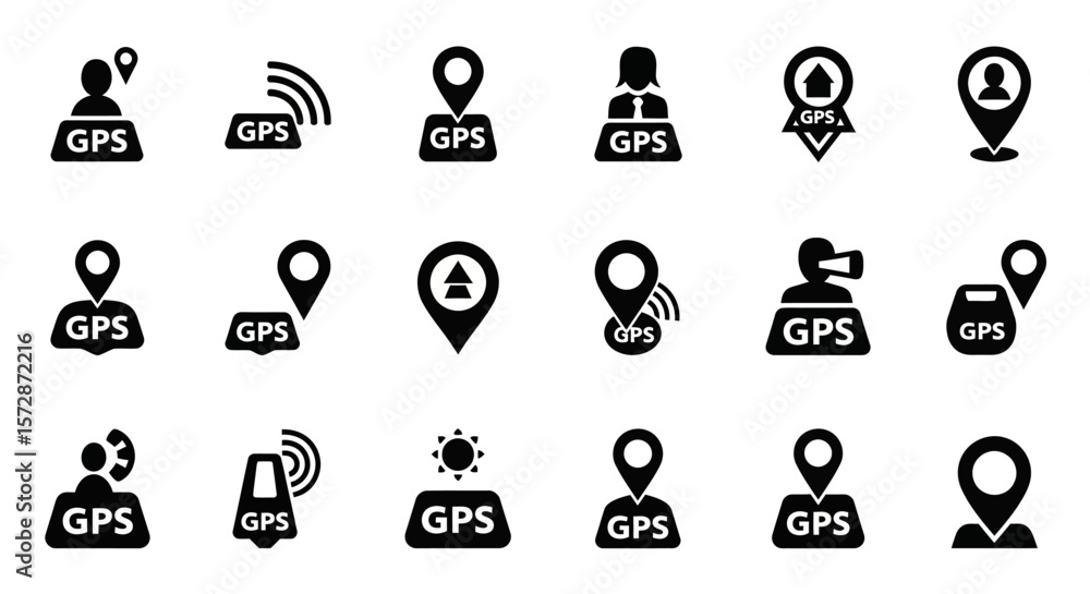Set of Vector Icons Collection of GPS Location Icons with Various Applications. Vector Illustrations. EPS Editable Set of Vector Icons Collection of GPS Location Icons with Various Applications. Vector Illustrations. EPS Editable