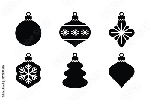 Black Christmas Ornaments Snowflake Star Tree Bauble Silhouette baubles snowflakes
