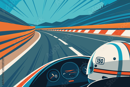 A vector-stylized, first-person view capturing the sensation of extreme speed and motion blur.