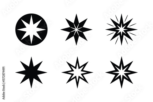 Black starburst and circular starburst graphic elements explosion geometric