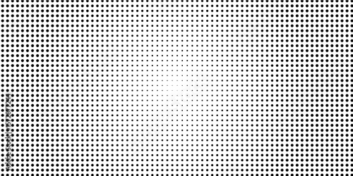 Black halftone dot pattern background with center fade effect. Classic retro pop-art style suitable for comic design, print textures, posters, and digital art projects. Vector illustration