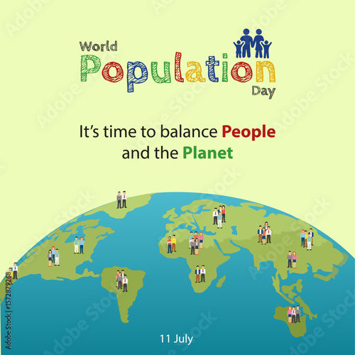 Title:
World Population Day | 11 July | Global Awareness Vector Illustration

