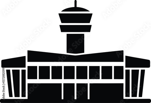 airport terminal icon vector silhouette on transparent background