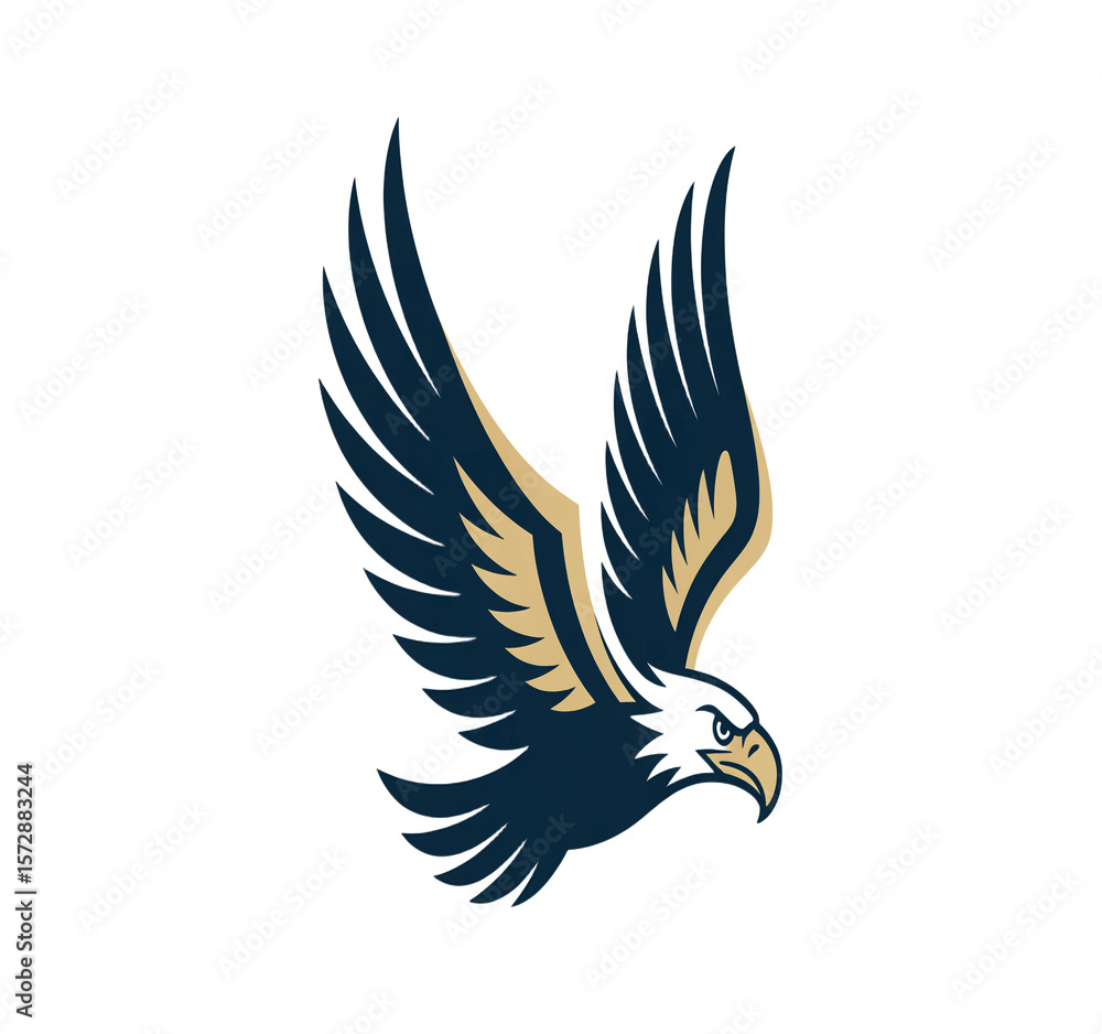 Obraz premium A stylized logo design of an eagle in flight against isolated on a transparent background.