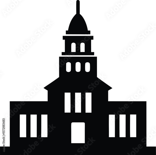 city hall icon vector silhouette on transparent background