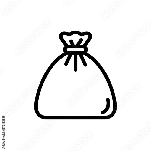 Simple outline illustration of a tied money bag  