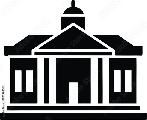 courthouse icon vector silhouette on transparent background