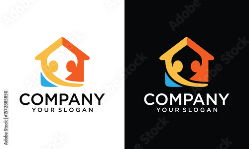 house home people human team work family logo vector icon illustration