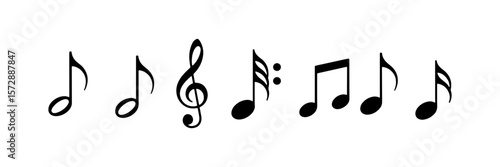 Music notes icon set. Musical key symbols. Music notes symbol vector illustration