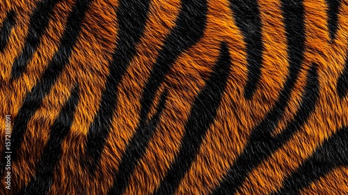 Closeup texture of orange and black striped tiger fur

