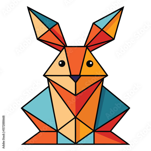 Elegant Origami Rabbit Crafted in Minimalist Paper Art Style