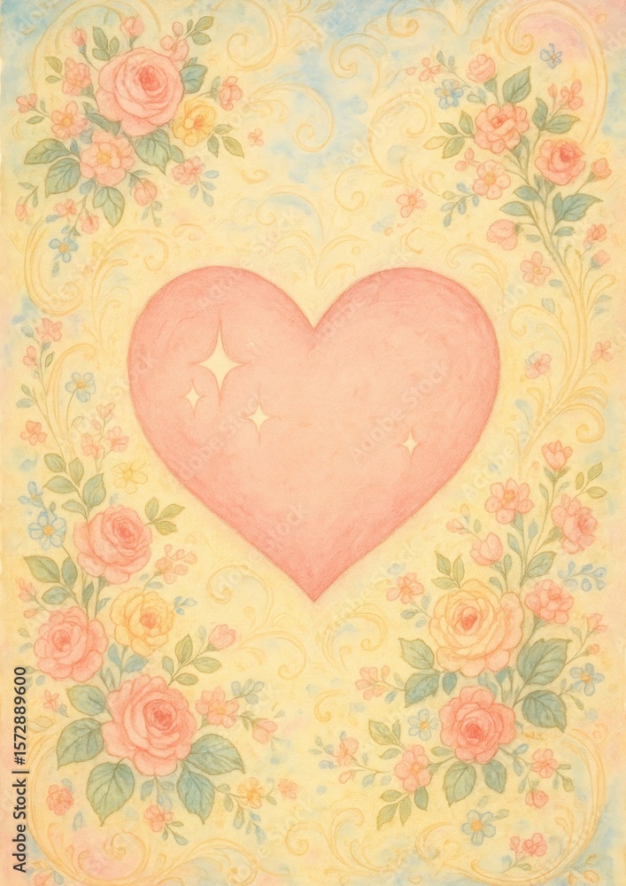 Romantic floral heart illustration Romantic floral heart illustration