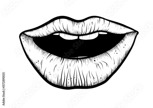 Hand-drawn lips - vector illustration
