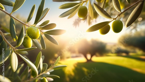 Wallpaper Mural olive tree brunch with ripe olives and leaves outside on sunny day in an orchard Torontodigital.ca