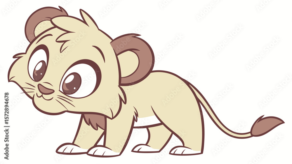 Obraz premium Playful Cartoon Lion Cub in Standing Pose