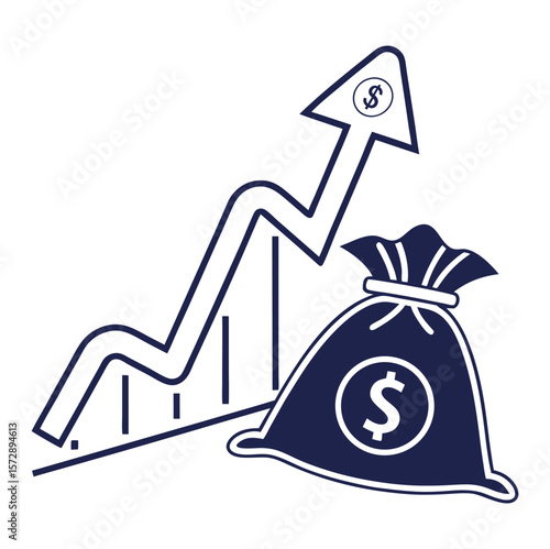 Business people. Happy businessman investor running on stack of money gold dollar coins growth, compound interest, money growth investment, prosperity or profit and profitability. Vector illustration