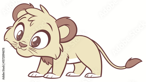 Playful Cartoon Lion Cub in Standing Pose
