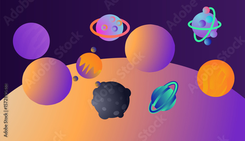 illustration of planets in the universe.
