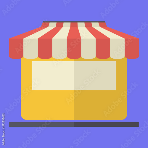 Vector Illustration Red Striped Awning Shop
