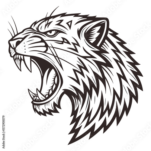 Angry feline head graphic