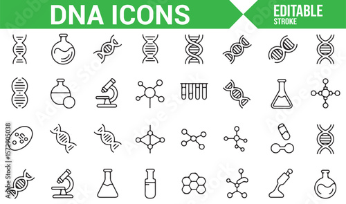 DNA Testing, Laboratory, and Genetics Research Icons for Scientific Projects