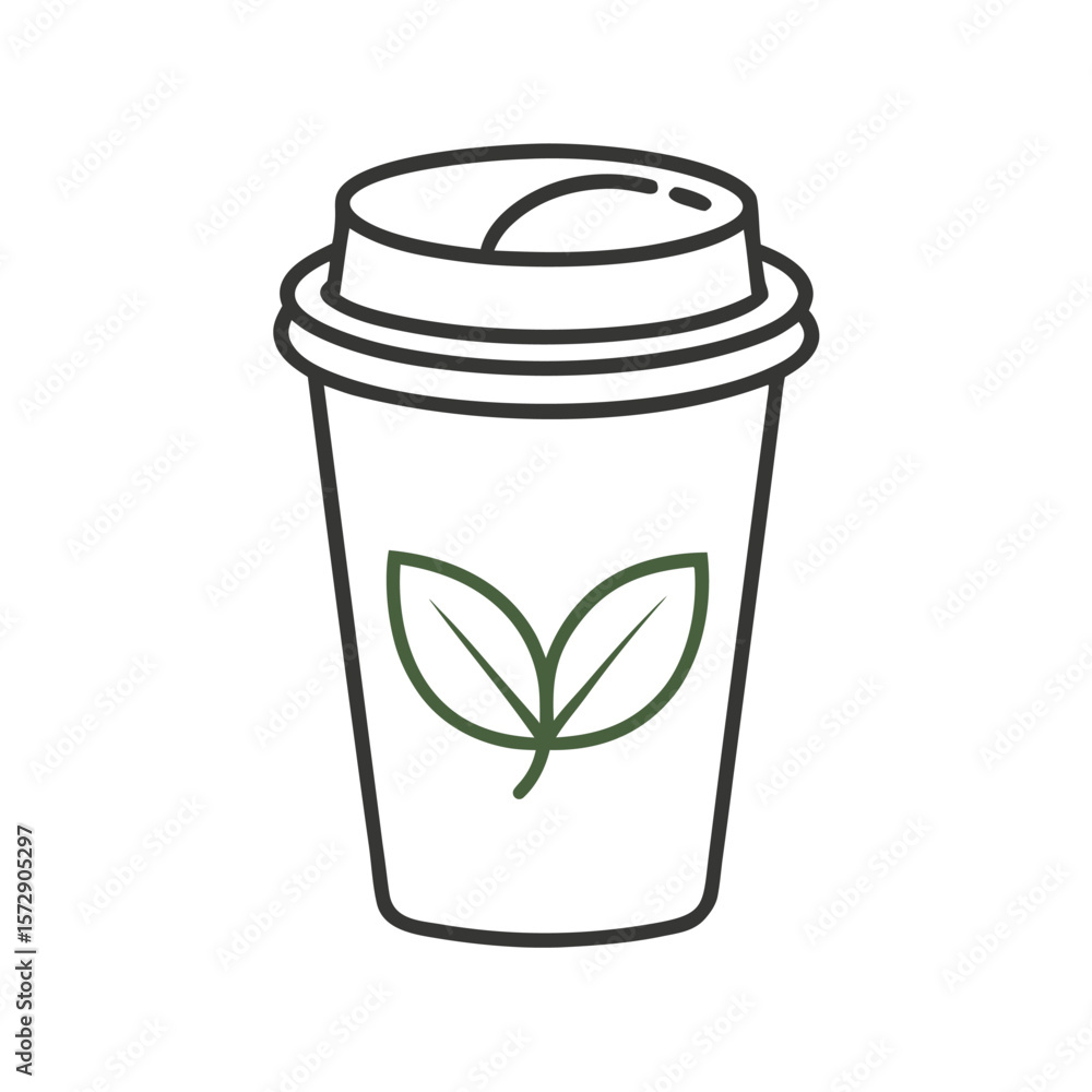 Coffee Cup with Green Leaf Logo Coffee Cup with Green Leaf Logo