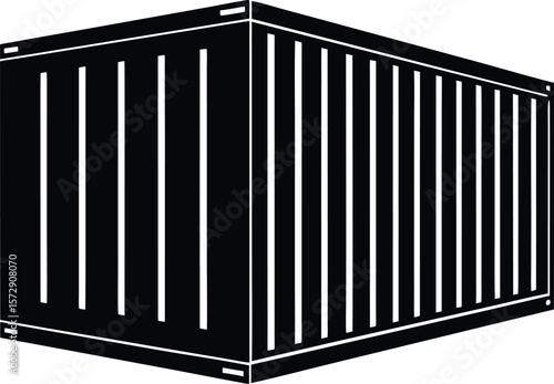 shipping container icon vector silhouette on transparent background