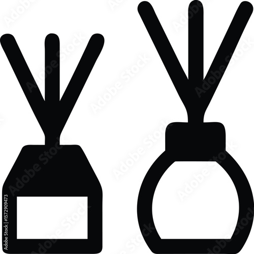 Vector art of two elegant reed diffusers add a touch of fragrance and style to any home