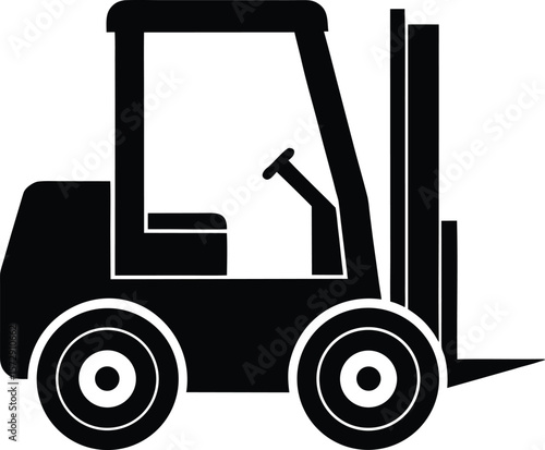 forklift icon vector silhouette on transparent background