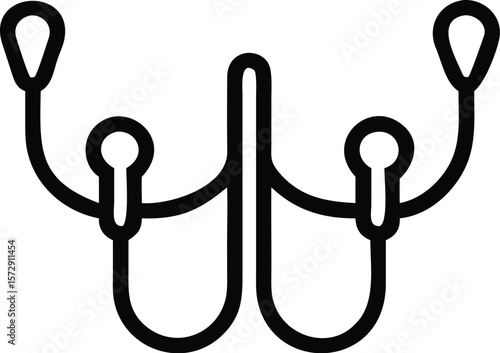 Vector art of a simple line drawing shows an elegant chandelier with multiple lights, suggesting a luxurious interior
