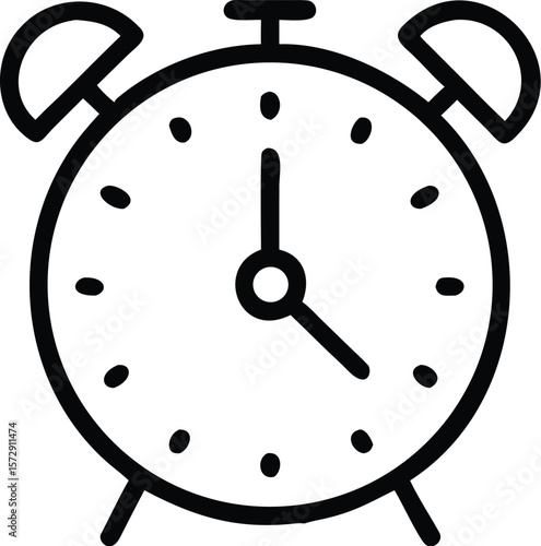 Vector art of a classic alarm clock shows the time, ready to wake you up for the day