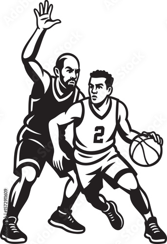 Basketball Player Jumping and Reaching Silhouette