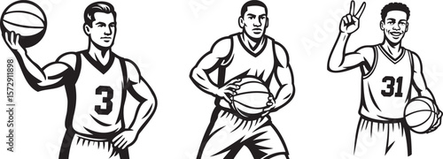 Basketball Players Dribbling Silhouette